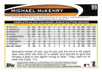 2012 Topps Mini #99 Michael McKenry Back