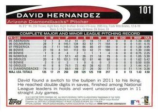 2012 Topps Mini #101 David Hernandez Back