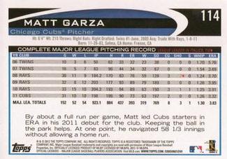 2012 Topps Mini #114 Matt Garza Back