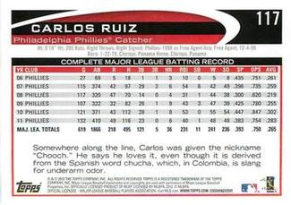 2012 Topps Mini #117 Carlos Ruiz Back