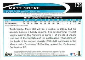 2012 Topps Mini #129 Matt Moore Back