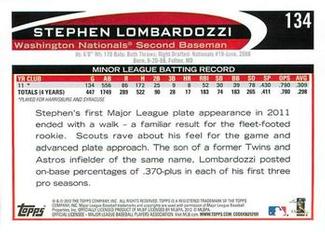 2012 Topps Mini #134 Steve Lombardozzi Back