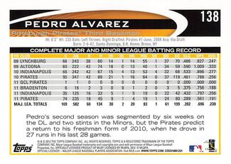 2012 Topps Mini #138 Pedro Alvarez Back