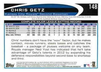 2012 Topps Mini #148 Chris Getz Back