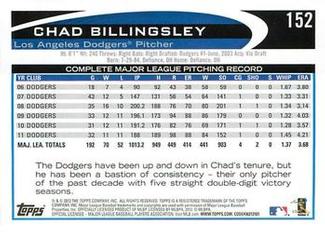 2012 Topps Mini #152 Chad Billingsley Back