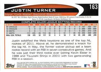 2012 Topps Mini #163 Justin Turner Back