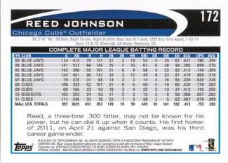 2012 Topps Mini #172 Reed Johnson Back