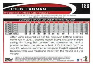 2012 Topps Mini #186 John Lannan Back