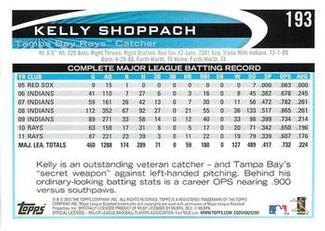 2012 Topps Mini #193 Kelly Shoppach Back