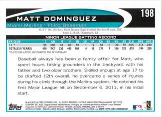 2012 Topps Mini #198 Matt Dominguez Back