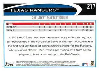 2012 Topps Mini #217 Texas Rangers Back