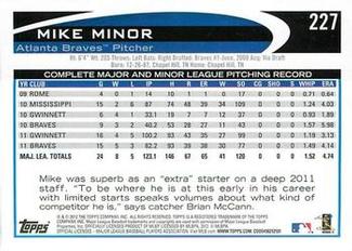 2012 Topps Mini #227 Mike Minor Back