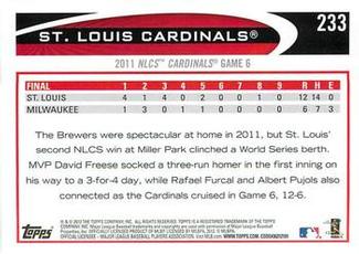 2012 Topps Mini #233 St. Louis Cardinals Back
