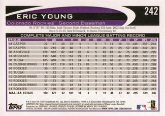 2012 Topps Mini #242 Eric Young Back