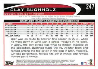 2012 Topps Mini #247 Clay Buchholz Back