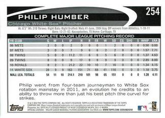 2012 Topps Mini #254 Philip Humber Back