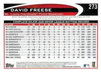 2012 Topps Mini #273 David Freese Back