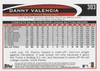 2012 Topps Mini #303 Danny Valencia Back