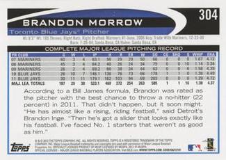 2012 Topps Mini #304 Brandon Morrow Back