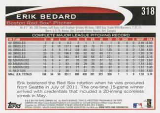 2012 Topps Mini #318 Erik Bedard Back