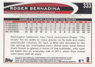 2012 Topps Mini #333 Roger Bernadina Back