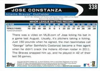2012 Topps Mini #338 Jose Constanza Back