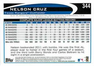2012 Topps Mini #344 Nelson Cruz Back