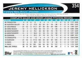2012 Topps Mini #354 Jeremy Hellickson Back