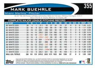 2012 Topps Mini #355 Mark Buehrle Back