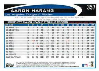2012 Topps Mini #357 Aaron Harang Back