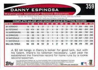 2012 Topps Mini #359 Danny Espinosa Back