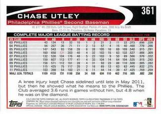 2012 Topps Mini #361 Chase Utley Back