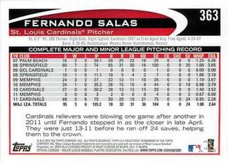 2012 Topps Mini #363 Fernando Salas Back
