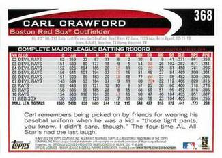 2012 Topps Mini #368 Carl Crawford Back