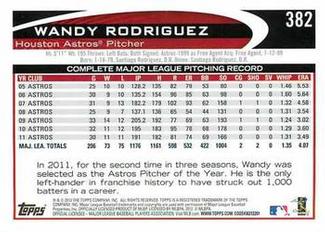 2012 Topps Mini #382 Wandy Rodriguez Back