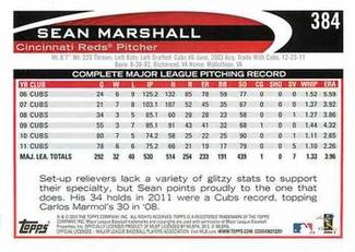 2012 Topps Mini #384 Sean Marshall Back