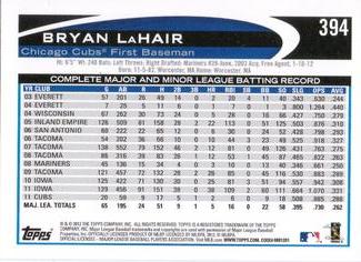 2012 Topps Mini #394 Bryan LaHair Back