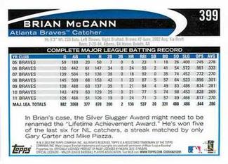 2012 Topps Mini #399 Brian McCann Back