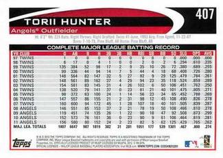 2012 Topps Mini #407 Torii Hunter Back
