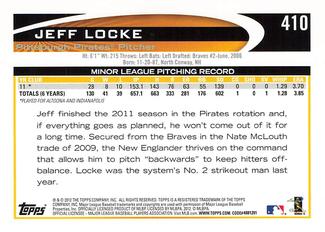 2012 Topps Mini #410 Jeff Locke Back