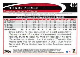2012 Topps Mini #436 Chris Perez Back
