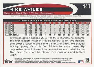 2012 Topps Mini #441 Mike Aviles Back