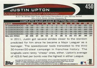 2012 Topps Mini #450 Justin Upton Back