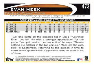 2012 Topps Mini #473 Evan Meek Back