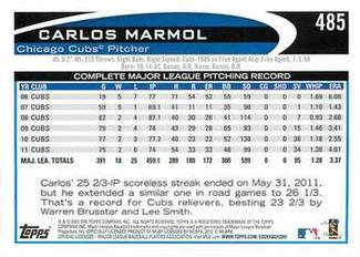 2012 Topps Mini #485 Carlos Marmol Back