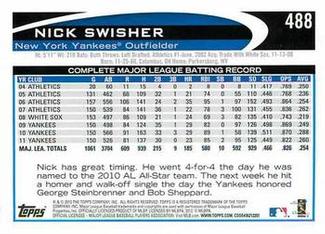 2012 Topps Mini #488 Nick Swisher Back