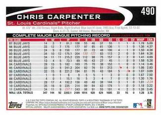 2012 Topps Mini #490 Chris Carpenter Back