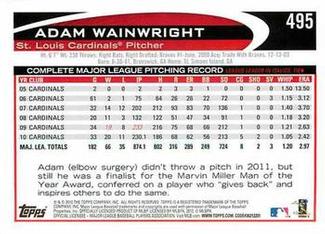 2012 Topps Mini #495 Adam Wainwright Back