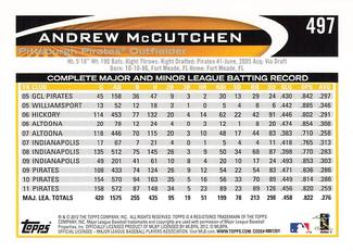 2012 Topps Mini #497 Andrew McCutchen Back