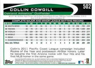 2012 Topps Mini #502 Collin Cowgill Back